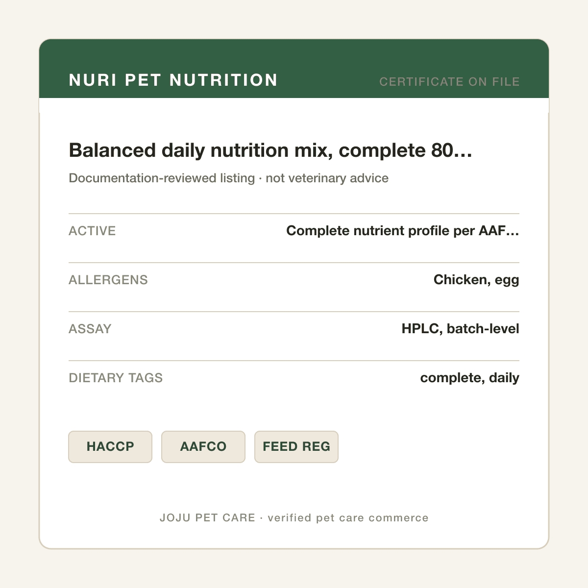 Balanced daily nutrition mix, complete 800g — ingredient label